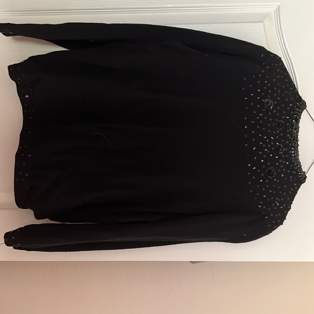 Black Sequined Sweater, Fully Lined, Button Up. - image 4